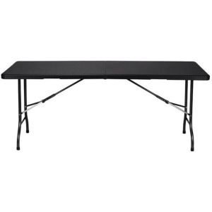 Mesa plegable - diseño negro - 6 personas - metal - uso interior/exterior