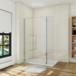 Mampara ducha fija con película de seguridad,barra 73-120cm,(120+30)x200cm