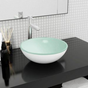 Lavabo de vidrio templado blanco 35x12 cm es1578