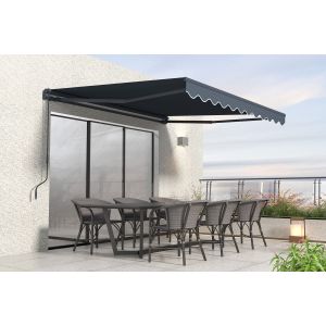 Toldo manual 3x2,5m aluminio, lona gris anti-uv vecchio