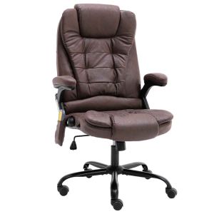 Silla de oficina de masaje piel de ante sintética marrón oscuro oif975405