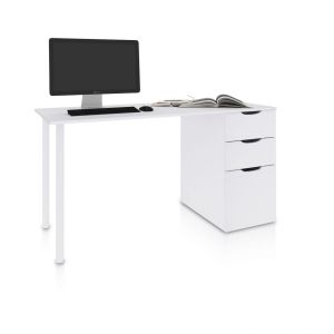 Mesa de escritorio con dos cajones y 1 puerta 138x60 cm luma blanco artik