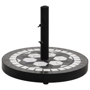 vidaXL base de sombrilla redonda negro y blanco 12 kg