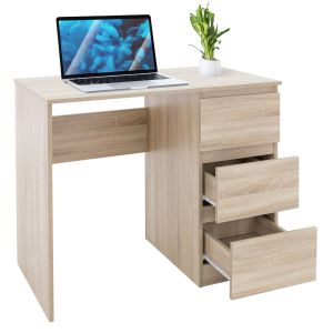 Escritorio con 3 cajones 90x76x50 cm roble ml-design