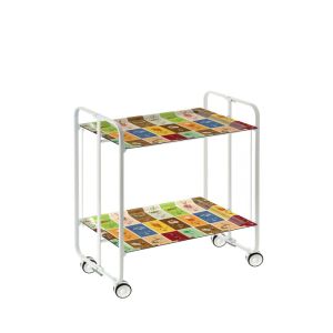 Carrito auxiliar con ruedas bauhaus armazón metálico blanco, 2 bandejas