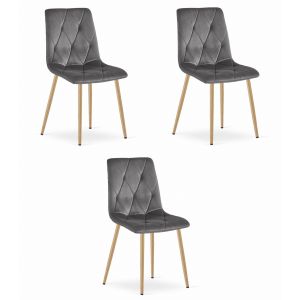 Silla valora tyra, terciopelo gris oscuro, patas de madera (x3)