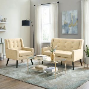 Conjunto de sillones tapizados beige para salón y oficina en casa set de 2