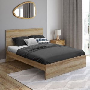 Cama doble omaha de haya con somier 140 x 190 cm