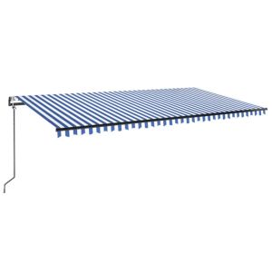 vidaXL toldo automático LED sensor de viento azul y blanco 600x300 cm