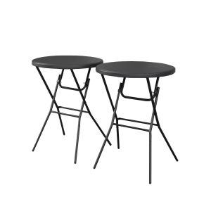Mesa alta plegable, set de 2 gris oscuro 81x81x110 cm