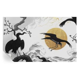 Murales autoadhesivos grullas negras 416x254 tulup