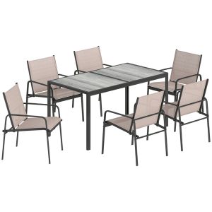 Conjunto de jardín 150x80x74 cm acero galvanizado, textilene color marrón