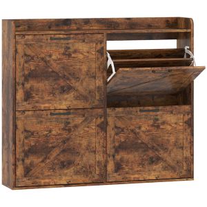 Mueble zapatero 120x24x103 cm color marrón Homcom