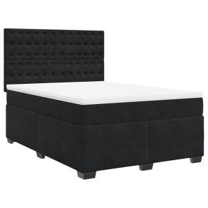 vidaXL cama box spring con colchón terciopelo negro 140x190 cm