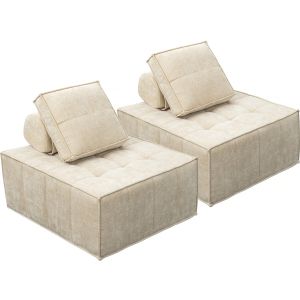 Conjunto de 2 sillones modulares tipo sofá en tela texturizada "velluto" -