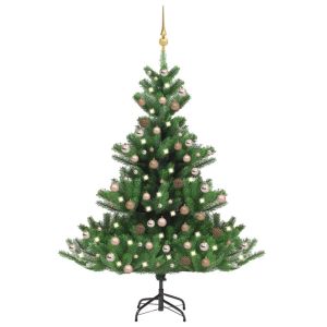 vidaXL árbol de navidad abeto nordmann con LEDs y bolas verde 240 cm
