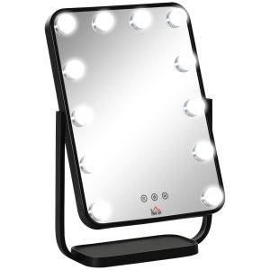 Espejo de maquillaje metal, vidrio, abs 32.8x11x47.4 cm homcom