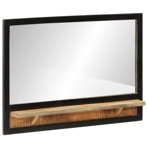 vidaXL espejo con estantes madera maciza de mango y vidrio 80x8x55 cm