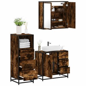 Set de muebles baño 3 pzas madera contrachapada roble ahumado esb4680