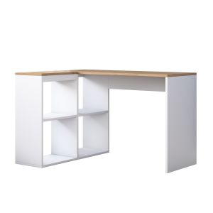 Escritorio esquinero con acabado roble y blanco l120 cm - cassie