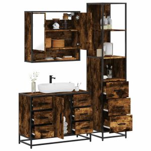 Set de muebles baño 3 pzas madera contrachapada roble ahumado esb6344
