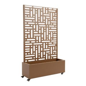 Tabique bernalda con jardinera acero 186x120x40cm - marrón [casa.pro]