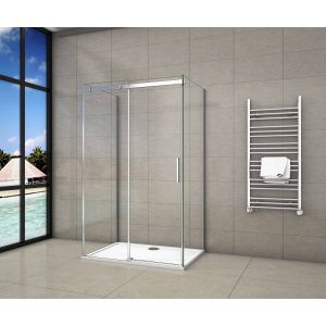 Mampara de ducha corredera+dos paneles laterales,1100x800x800x1950mm