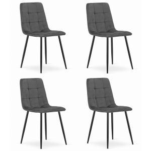 Silla valora pyra, terciopelo gris oscuro, diseño moderno (x4)