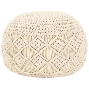 Puf de macramé hecho a mano aLGodón 45x30 cm oif942888
