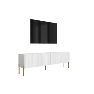 Mueble tv con patas - 170x32x52 cm - blanco mate
