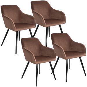 4 sillas de comedor aterciopeladas 58 x 62 x 82 cm marrón/negro