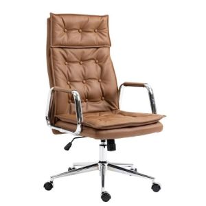 Silla de oficina de cuero marrón - sotira - 60 cm