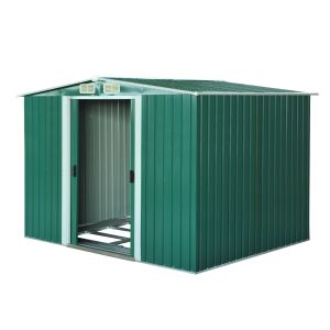 Caseta de jardín acero y plástico color verde 258x206x178 cm outsunny