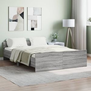 Cama con cabecero piecero gris sonoma 140x190 cm