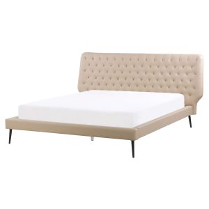 Cama piel sintética essonne 160 x 200 cm beige