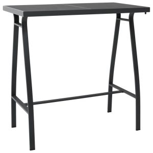 Mesa alta de jardín vidrio templado negro 110x60x110 cm es6679