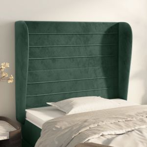 Cabecero con orejas de terciopelo verde oscuro 103x23x118/128cm eso4316