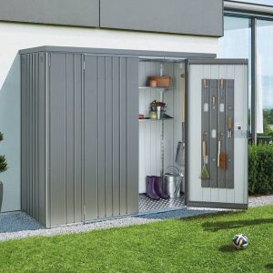 Armario metalico biohort alto jardin color gris cuarzo metalizado 150 large