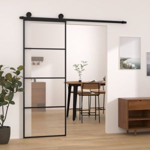 Puerta corredera con set herrajes vidrio esg aluminio 76x205 cm esxt1419