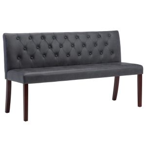 vidaXL banco de piel de ante artificial gris 148,5 cm