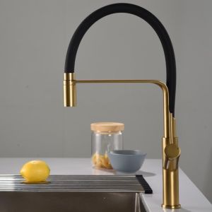 Imex - grifo monomando de cocina extraíble oro serie sena