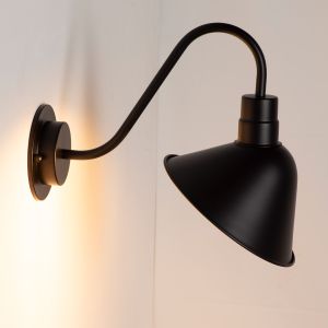 Aplique pared vintage industrial brazo curvo metal negro E27