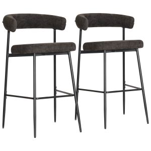 Pack de 2 taburetes de bar de tela gris thea
