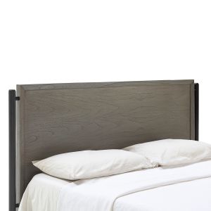 Cabecero 190x6x110 madera gris, negro, metal negro