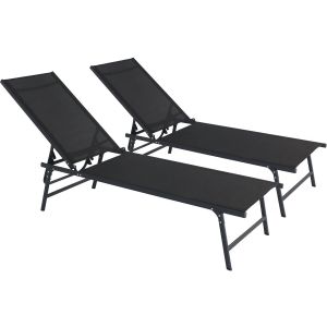 Juego de 2 tumbonas metálicas "sublima" - 180 x 54 x 104 cm - negro