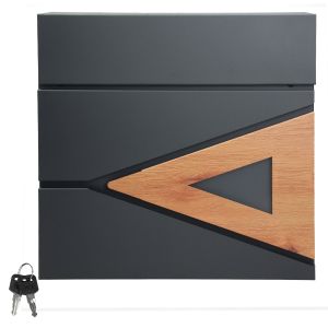 Buzón 37x36,5x11 cm antracita/madera acero ml-design