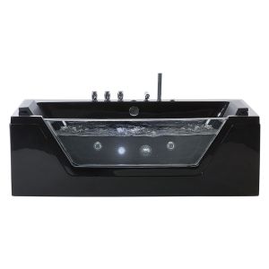 Bañera de hidromasaje LED esquinera samana 153 x 71 cm negro