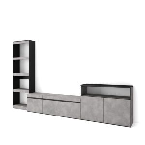 Muebles de salón para tv, 310x35x186cm, cemento rf3166