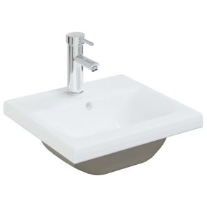 vidaXL lavabo empotrado con grifo cerámica blanco 42x39x18 cm