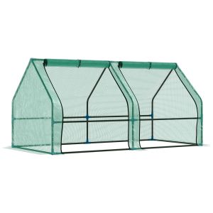 Mini invernadero cubierta pe, acero verde 180x90x90 cm